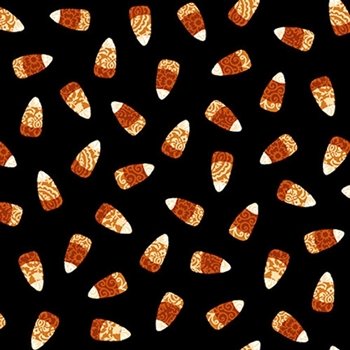 Spooky Night  Damask Candy Corn 5721 99 Black