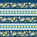 Squeeze the Day Lemon Border Stripe E-SQUEEZEDAY E-7516-74 Navy/Yellow|