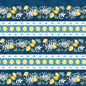 Squeeze the Day Lemon Border Stripe E-SQUEEZEDAY E-7516-74 Navy/Yellow|