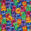 Stacked Colorful Cats 9327 Multi