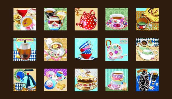 Tea for Two 60653  15 motifs ~6" squares