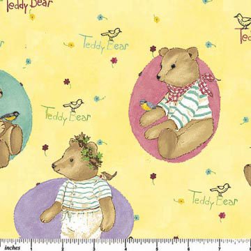 Teddy Bear for All Seasons Bears Flannel Pink Yellow  F2413  50