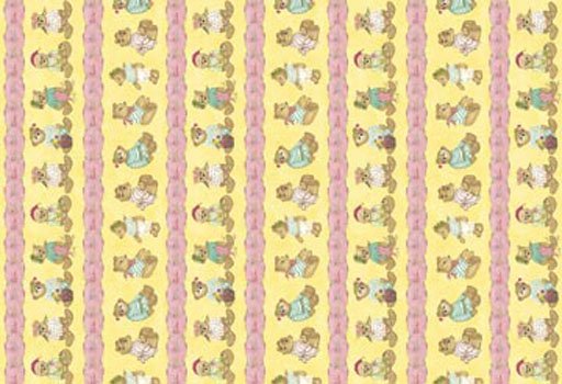 Teddy Bear for All Seasons Border Stripe Flannel Pink  F2414  50