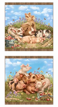 Think Happy Block Pigs Panel 36000E-WHITE 24