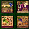 Through the Grapesvine 0635- 01 Panel Dk Green