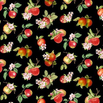 Tossed Apples with Leaves FRUIT-CD2863 Black