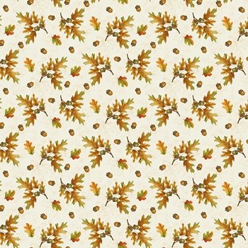 Turkey Talk Thanksgiving Acorns and Oak Leaves  736-36 Cream