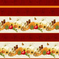 Turkey Talk Thanksgiving Border Stripe  743-83 Cream/Maroon