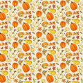 Turkey Talk Thanksgiving Pumpkins and Gourds tossed 738-36 Cream