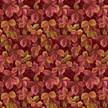 Turkey Talk Thanksgiving Tossed Leaves 739-86 Maroon