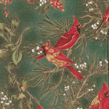 Winter Cardinals Large H8821 Green Metallic