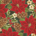 Winter Cardinals Poinsettia G8561 Multi Metallic
