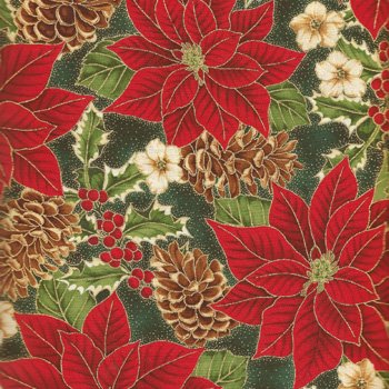 Winter Cardinals Poinsettia G8561 Multi Metallic