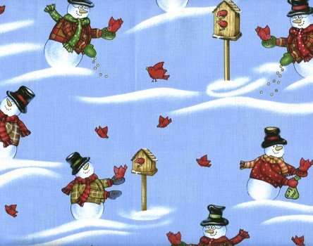 Winter Joy 2612 507 Blue Snowman/birds