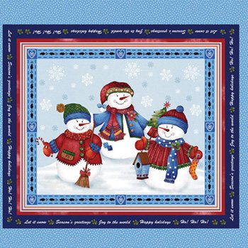 Winter Wishes Large Snowman Panel 03480 55 Blue
