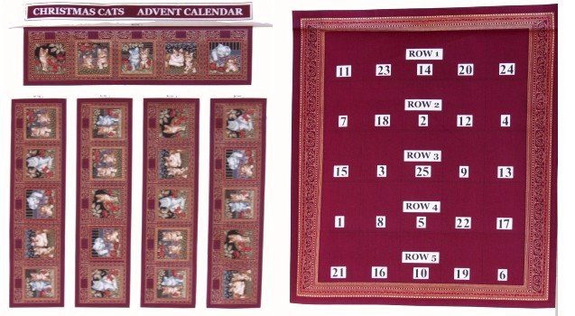 Wm Morris Christmas Cats  Advent Calendar Red 25 ~3