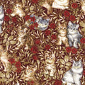 Wm Morris Christmas Cats Metallic F0382 02 Burg