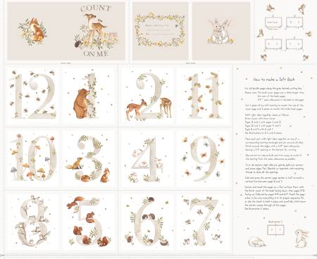 Count On Me Woodland Friends 36in Wide Book Panel PST-DNS3311WHITE