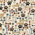 Woof Dog Bones Tossed DOG-C2372  Cream