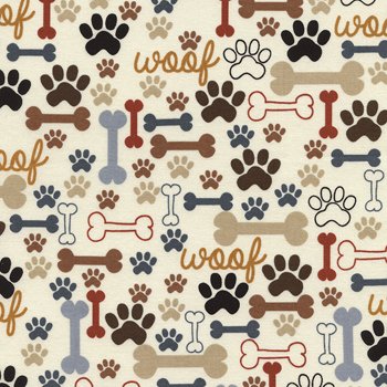 Woof Dog Bones Tossed DOG-C2372  Cream