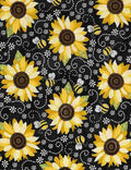You are my Sunshine Sunflower and bees  Gail C5345 Black