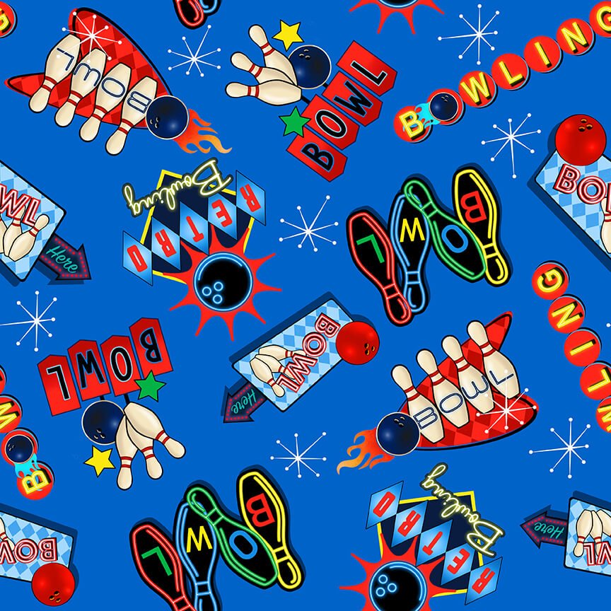 Rock N' Bowl Retro Bowling Royal Blue  2187 75