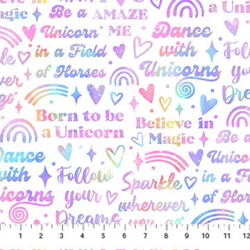 Sparkle Magic Unicorns  Words and Rainbows 27640-10 Multi