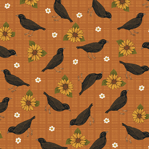 Birds Leaves And Blooms Crows 1305839B Orange