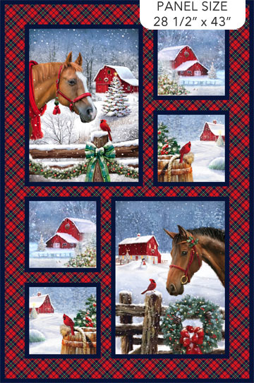 Farmstead Friends Horse Panel Panel Red Multi DP26895-24 24" x 44