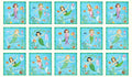 Little Mermaids Panel EST- 15ea 7" square blocks