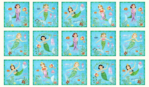 Little Mermaids Panel EST- 15ea 7" square blocks