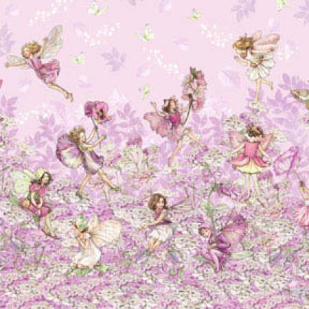 Pink Petal Flower Fairies Border