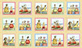 Sand Fruit Ladies Block Panel 24"; 15 Blocks about 6" square 1521E-SAND