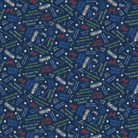 Tee Time Golf Words Y4783-53 Navy Blue