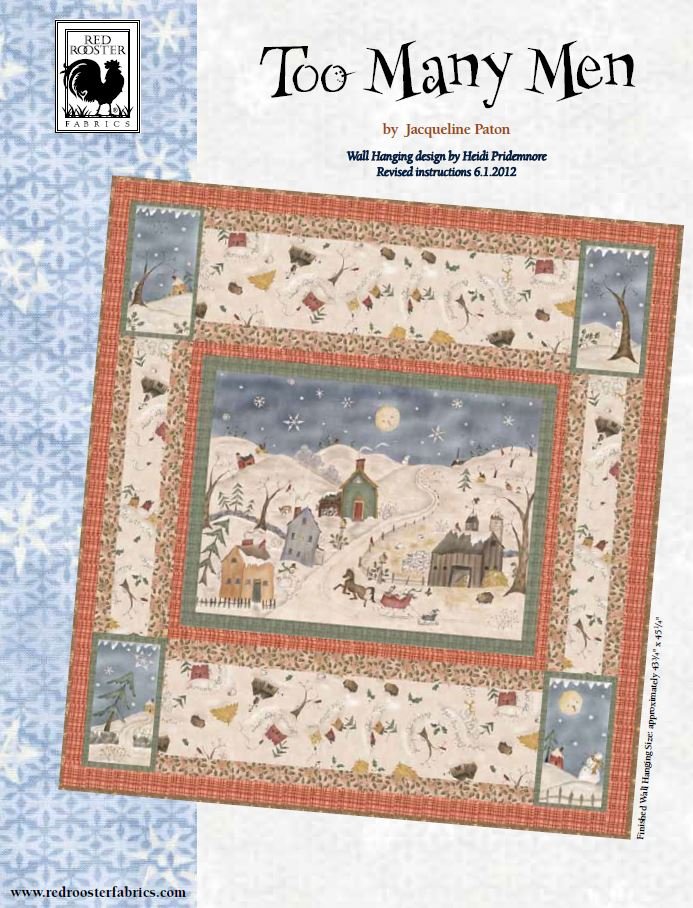 Too Many Men FREE Wall Hanging Pattern with purchase of Fabric