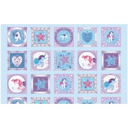 Unicorn Kisses Aqua 24" Panel 4055-11 Light Blue